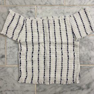 Smocked off the shoulder striped top